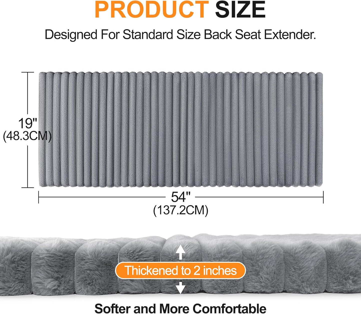 Backseat Dog Bed Mat for Car, Non-Slip Dog Bed with Removable Washable Cover, Travel Pet Mat & Dog Car Blanket Seat Cover for Backseat Extender, SUV Trucks, 54"X19", Grey
