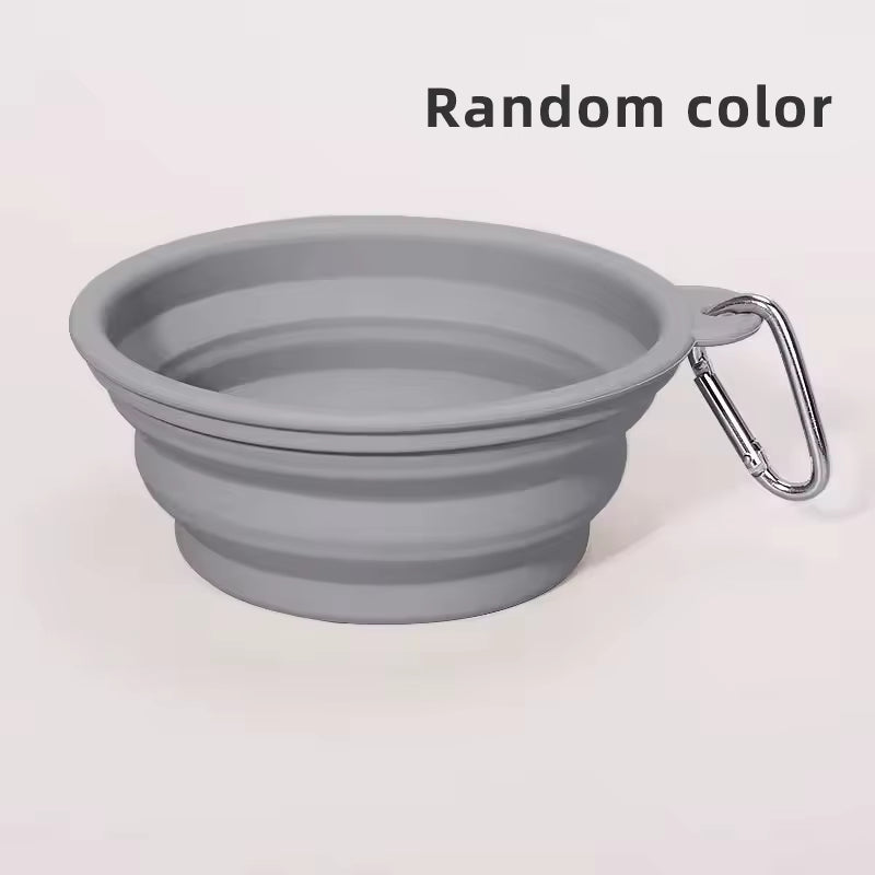 Custom Logo Pet Folding Silicone Bowl Outdoor Easy Washable Foldable Dog Bowl Collapsible Puppy Bowl with Carabiners
