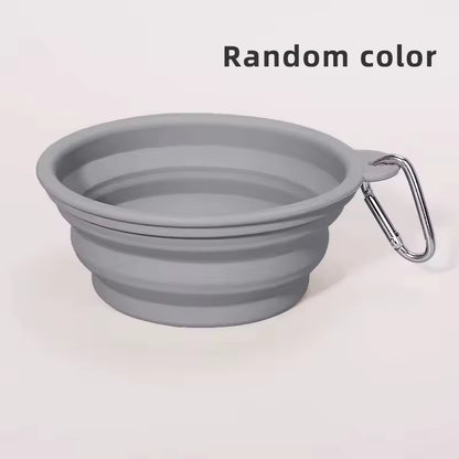 Custom Logo Pet Folding Silicone Bowl Outdoor Easy Washable Foldable Dog Bowl Collapsible Puppy Bowl with Carabiners