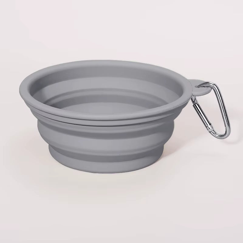 Custom Logo Pet Folding Silicone Bowl Outdoor Easy Washable Foldable Dog Bowl Collapsible Puppy Bowl with Carabiners