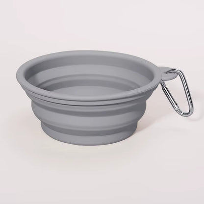 Custom Logo Pet Folding Silicone Bowl Outdoor Easy Washable Foldable Dog Bowl Collapsible Puppy Bowl with Carabiners