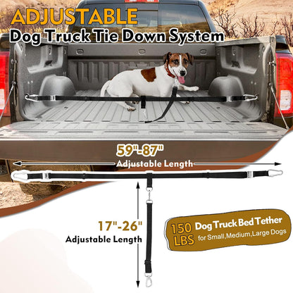 Dog Leash for Truck Bed, up to 150 Lbs, for 1 Dog | Keeps Dogs in a Defined Zone, for Pickup Travel, Camping, Ranch Work and Hunting