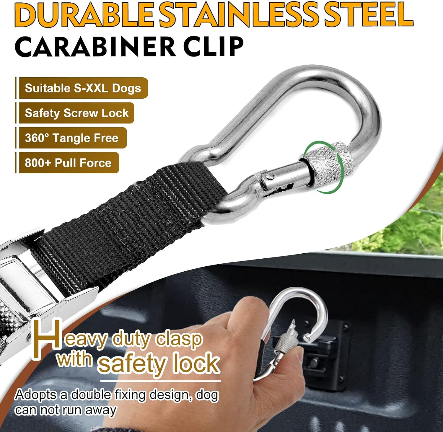 Dog Leash for Truck Bed, up to 150 Lbs, for 1 Dog | Keeps Dogs in a Defined Zone, for Pickup Travel, Camping, Ranch Work and Hunting