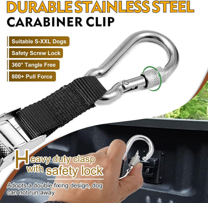 Dog Leash for Truck Bed, up to 150 Lbs, for 1 Dog | Keeps Dogs in a Defined Zone, for Pickup Travel, Camping, Ranch Work and Hunting