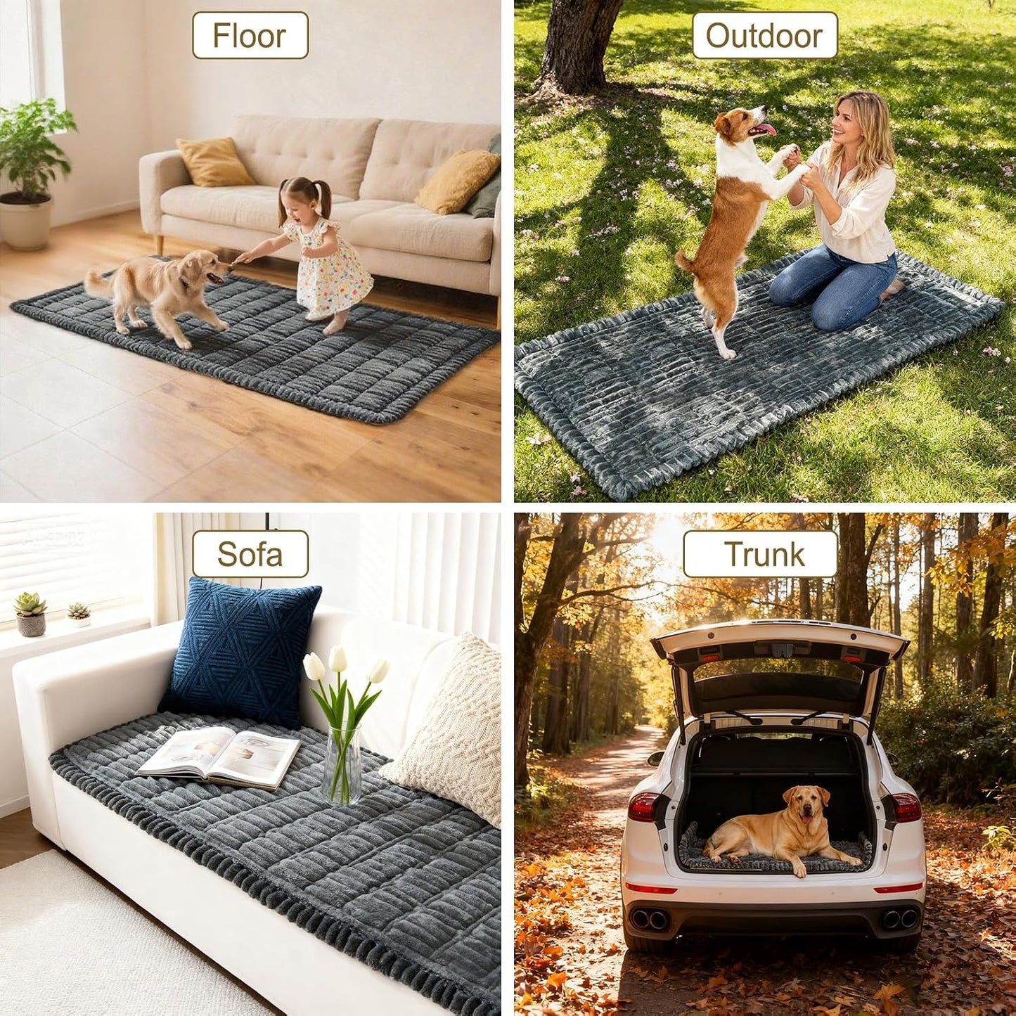 Dog Car Seat Cover for Back Seat Fit for Backseat Extenders Dog Bed Mats for Car Soft Nonslip Washable Travel Pet Mat Seat Protector for Cars Trucks and Suvs(Dark Grey, 24.8" X 54")