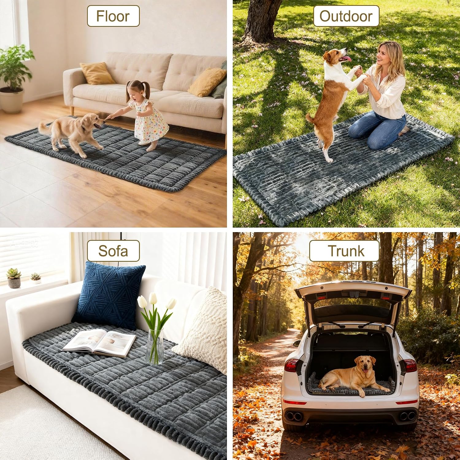 Dog Car Seat Cover for Back Seat Fit for Backseat Extenders Dog Bed Mats for Car Soft Nonslip Washable Travel Pet Mat Seat Protector for Cars Trucks and Suvs(Dark Grey, 24.8" X 54")