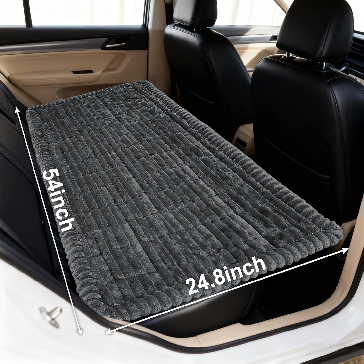 Dog Car Seat Cover for Back Seat Fit for Backseat Extenders Dog Bed Mats for Car Soft Nonslip Washable Travel Pet Mat Seat Protector for Cars Trucks and Suvs(Dark Grey, 24.8" X 54")