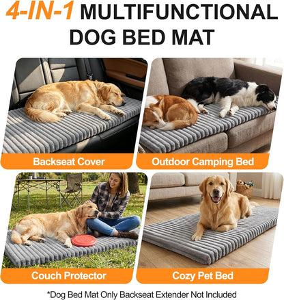 Backseat Dog Bed Mat for Car, Non-Slip Dog Bed with Removable Washable Cover, Travel Pet Mat & Dog Car Blanket Seat Cover for Backseat Extender, SUV Trucks, 54"X19", Grey